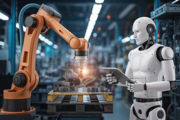 Collaboration between mechanized robot and human in advanced industrial setting