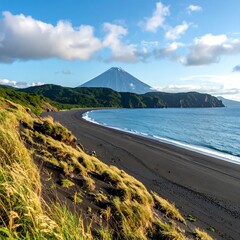 Volcanic beach scene