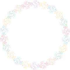 Crab frame. Colorful doodle maritime template. Round border with empty space for your text