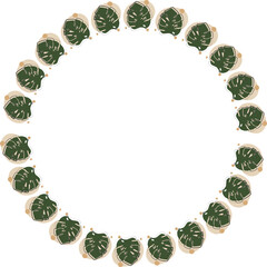 Green plant nature frame. Aesthetic elements on white background border. Baby shower design