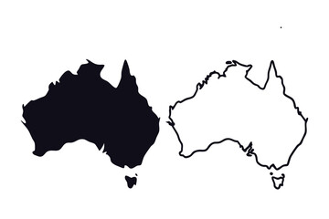 Map of Australia, Black on white background, vector Illustration 