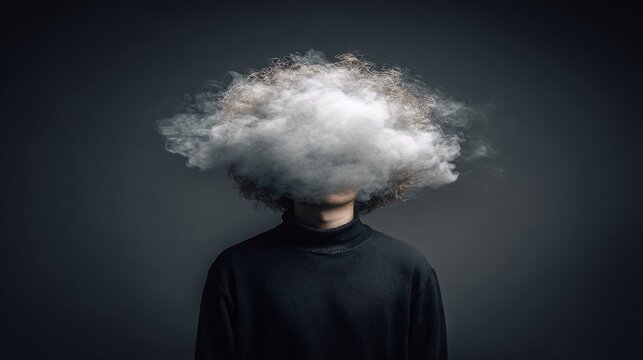 mental health awareness , a man in depression with smoke background, Self care, love, acceptance concept.Mental health issue, feeling of frustrated, anxiety, 13 may,