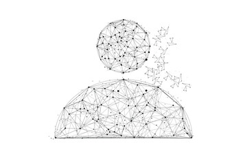 A 3D low-poly style blue avatar symbol representing a user profile.