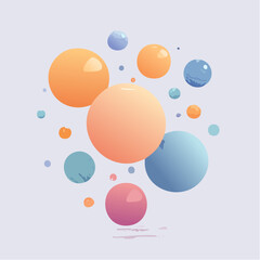 Abstract geometric composition featuring colorful glossy spheres in dynamic arrangement for