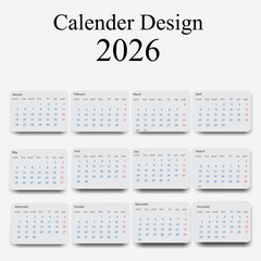 2026 Calendar Design Templates - Full Year Modern Design.