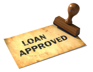 3D Realistic Loan Approval Stamp on Paper