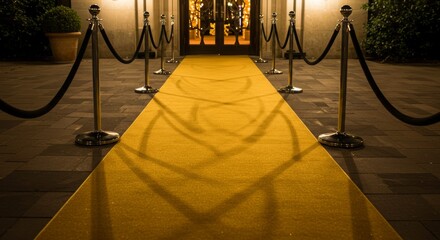 Golden carpet leading to VIP event entrance
