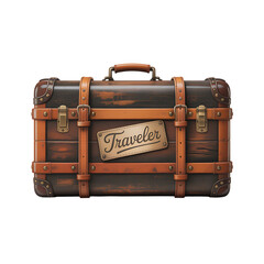 Vintage travel suitcase with travel label