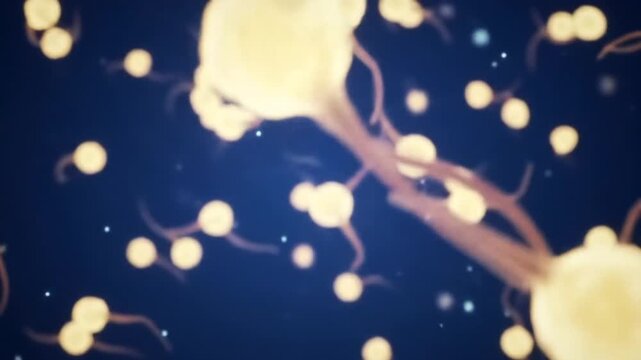 Scientific Animation of Floating Fungal Spores and Mycelium.