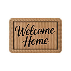 Welcome home doormat with rustic wood texture
