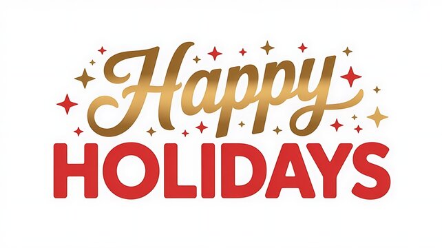 Festive happy holidays greeting card with stars isolated on white background