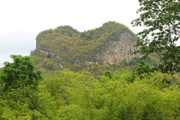 Mt Thepphitak, Amazing Heart Shaped Mountain, behind Wat Khao Phang Temple Next to the Entrance of Ratchaprapha Dam (Chiao Lan Dam), Surat Thani, Thailand