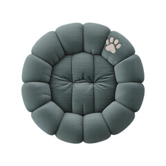 Plush round pet bed with paw print detail