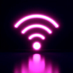 neon wi-Fi icon on a black background.created with the help of artificial intelligence.