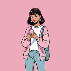 Mean Girls Day vector illustration featuring stylish teenage girls, sassy quotes, high school vibes, pink aesthetic, girl squad, teen pop culture, fashion icons, flat solid colors