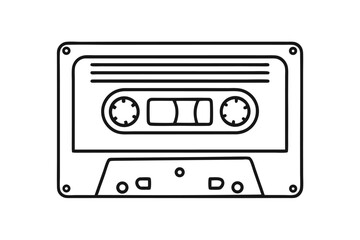 Old music cassette tape icon in line style, isolated on white background, Retro music audio cassette, vector illustration 