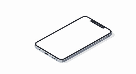 Isometric view of a modern smartphone with a blank screen.