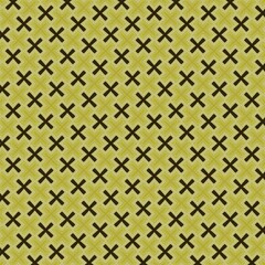 Captivating yellow and brown geometric cross pattern creates a modern and dynamic background perfect for design projects and textile applications.