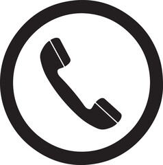 Black and White Phone Icon Design Simplicity and Modernity in Contacting, Seamless Communication in a Streamlined Isolated Design
