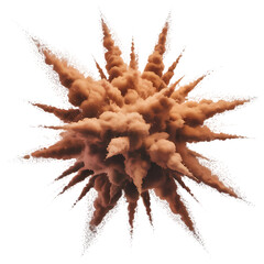 Explosive burst of orange dust and debris in darkness