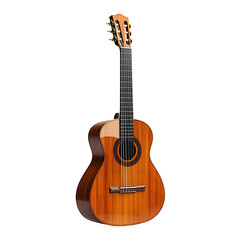 Obraz premium Acoustic Classical Guitar With Wooden Body And Strings on transparent background