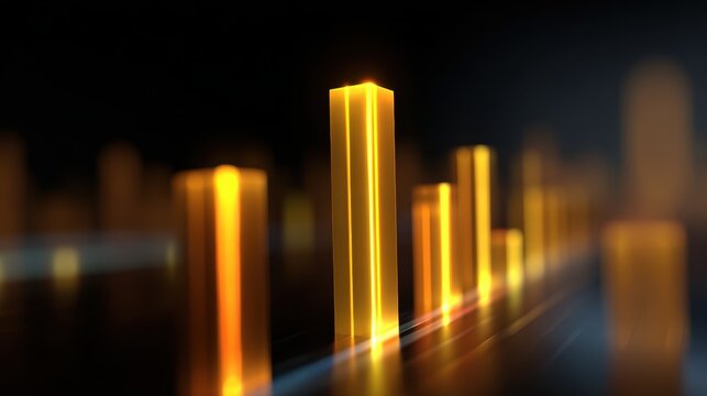 futuristic chart with glowing holographic bars floating in digital space