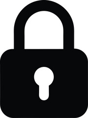 Digital Lock Silhouette Vector Art Illustration