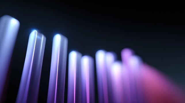 futuristic 3D bar chart with glowing holographic lines