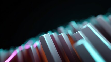 futuristic 3D bar chart with glowing neon lines