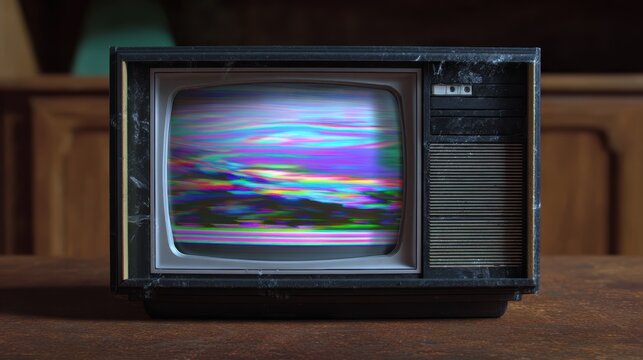 scratch texture applied to retro television showing glitch static