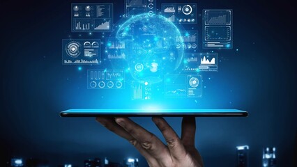 Real-time global data analytics dashboard visualizing insights from interconnected systems for decision-making, business analytics, and digital transformation Marrow