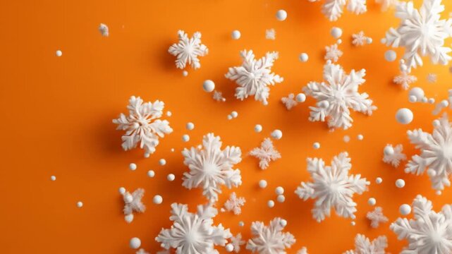 White snowflakes orange background