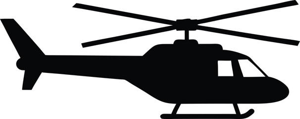 Helicopter Patrol Silhouette Vector Art Illustration