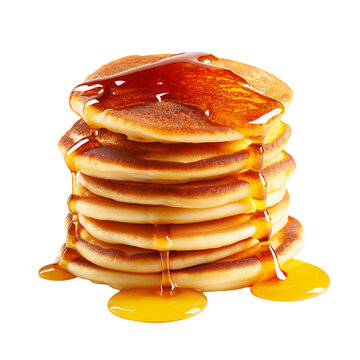 Delicious mini pancake stack drizzled with golden syrup, perfect for casual breakfast or snack. warm, fluffy texture and sweet syrup create delightful treat