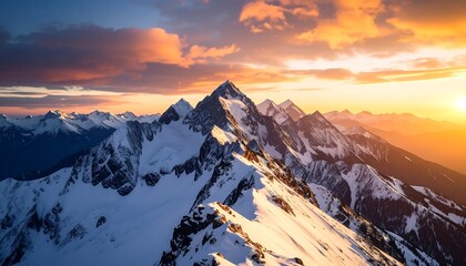 Mountain peaks at sunset
