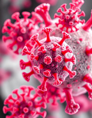 A close-up, macro view of the infectious viral cells