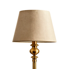 Vintage brass floor lamp featuring fabric shade, perfect for adding touch of elegance to any room. Its warm tones and classic design create cozy atmosphere