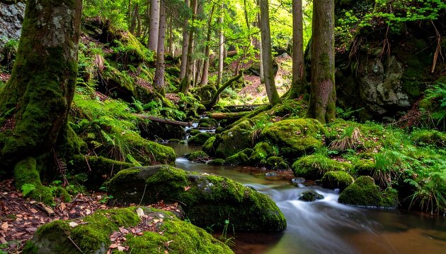 Lush forest stream - Powered by Adobe
