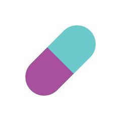 Isolated Pill Capsule Illustration Blue and Purple Medical Treatment for Health and Wellness Aid