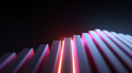 futuristic 3D bar chart with glowing neon lines