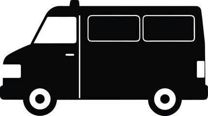 Security van silhouette vector art illustration