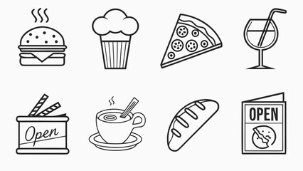 Minimal Food Line Icon, Clean Outline Vector Symbol, Modern Restaurant and Cafe Design