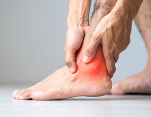 Fototapeta premium Man holding his painful ankle