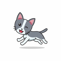 Vector cartoon character cute cat running