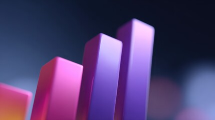 Business financial growth, flat minimal illustration, charts and graphs, abstract futuristic glowing background