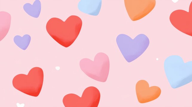 Heart background, cute pastel theme, soft flat illustration
