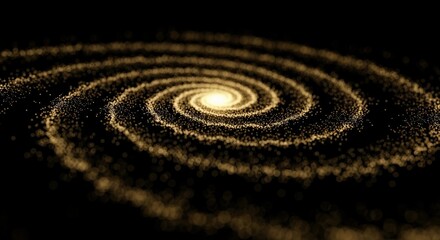 A swirling galaxy with a bright center and spiral arms made of stars and cosmic dust. The background is dark, emphasizing the galaxy's luminous features.