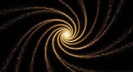 A swirling golden spiral against a black background, resembling a galaxy or cosmic phenomenon. The design features a smooth gradient and intricate patterns.