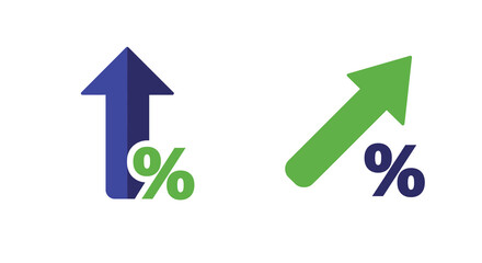 Two upward pointing arrows with percentage signs illustrate growth and increase