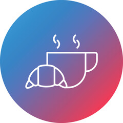 Breakfast Line Gradient Circle Background Icon